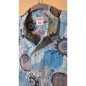 Murano Baird McNutt‎ Linen Shirt Mens Large White Blue Button Up Slim Fit Retro